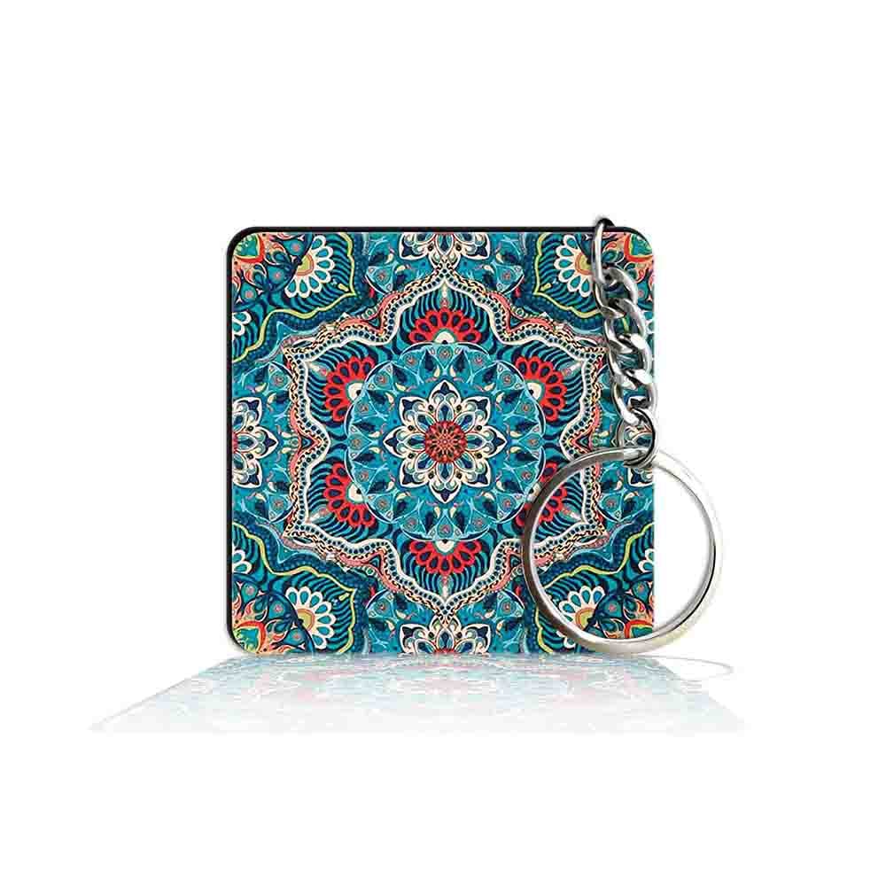 Printed Square Keyring Keychain for Bag Wallet Purse Bike Car Cycle Lock Key House Keys D - Colorful Artwork_3-image-17