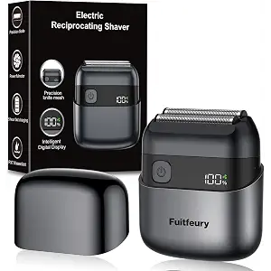 Mini Afeitadora Eléctrica Foil Shaver Hombre, Máquina de Afeitar de Barba y Cara con Láminas, Portátil e Inalámbrica, IPX7 Impermeable, Pantalla LED, Carga Rápida USB‑C, Ideal para Viajes Negro