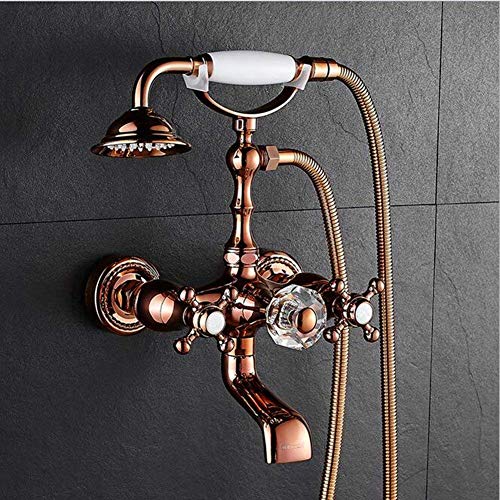 Robinet de baignoire encastré mitigeur or rose avec ensemble de douche en cuivre
