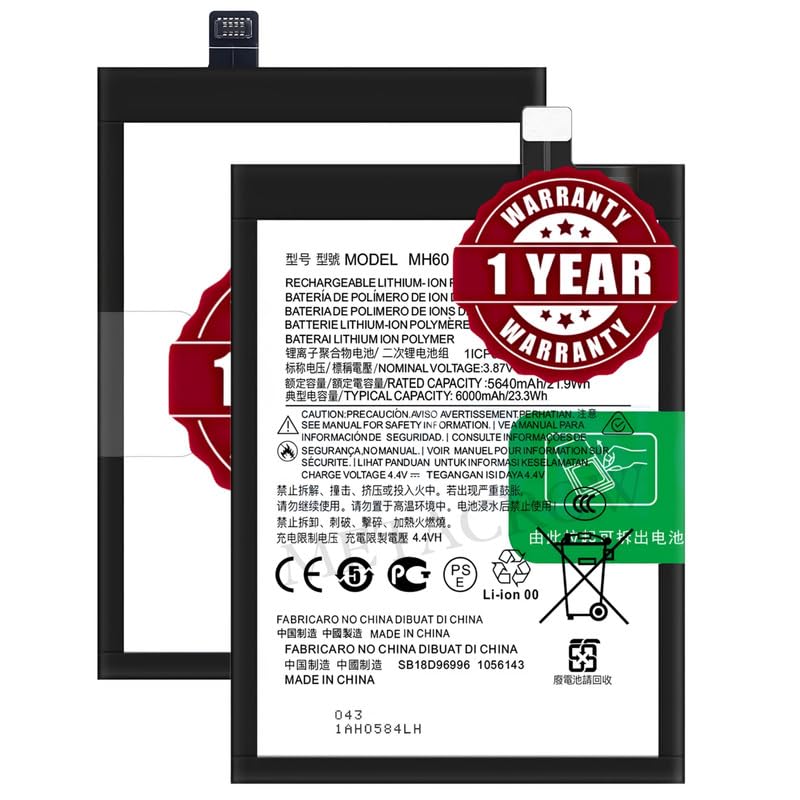 Image of Original MH60 Battery Compatible for Motorola Moto G10 Power (PAMR0002IN, PAMR0008IN, PAMR0010IN) - (6000mAh) - 1 Year Warranty JK1