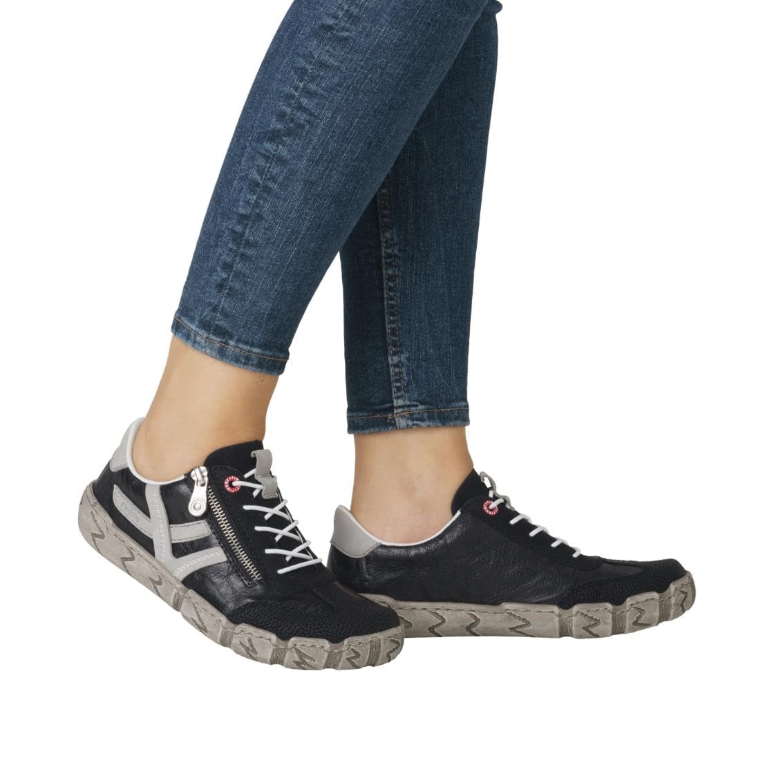 Rieker L0363-34 Damen Schnürschuh Leder/Synthetik rot/schwarz rot/schwarz