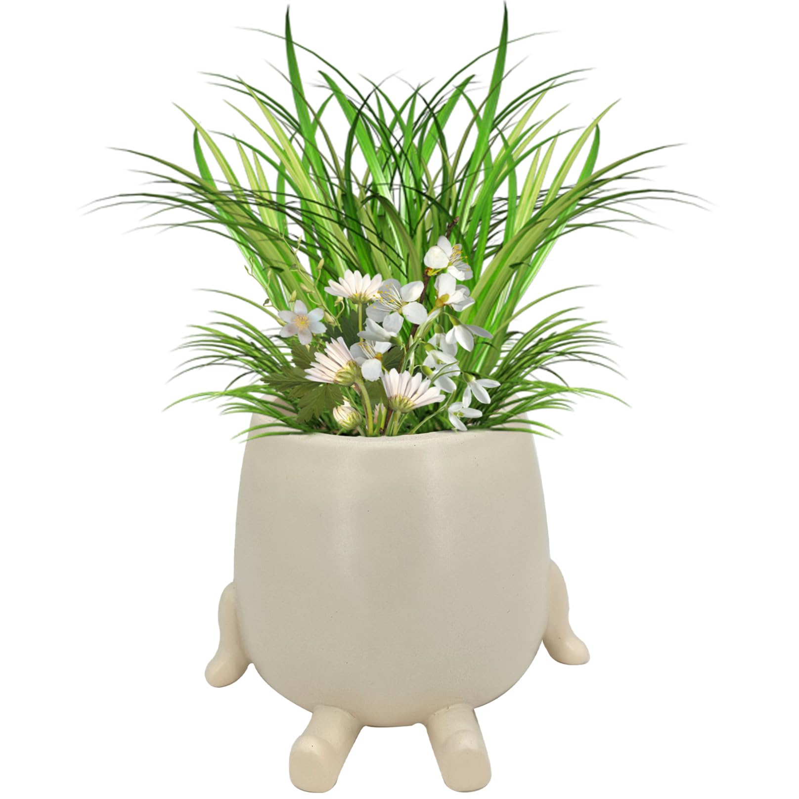 Pot de fleurs en résine avec visage assis pour plante grasse