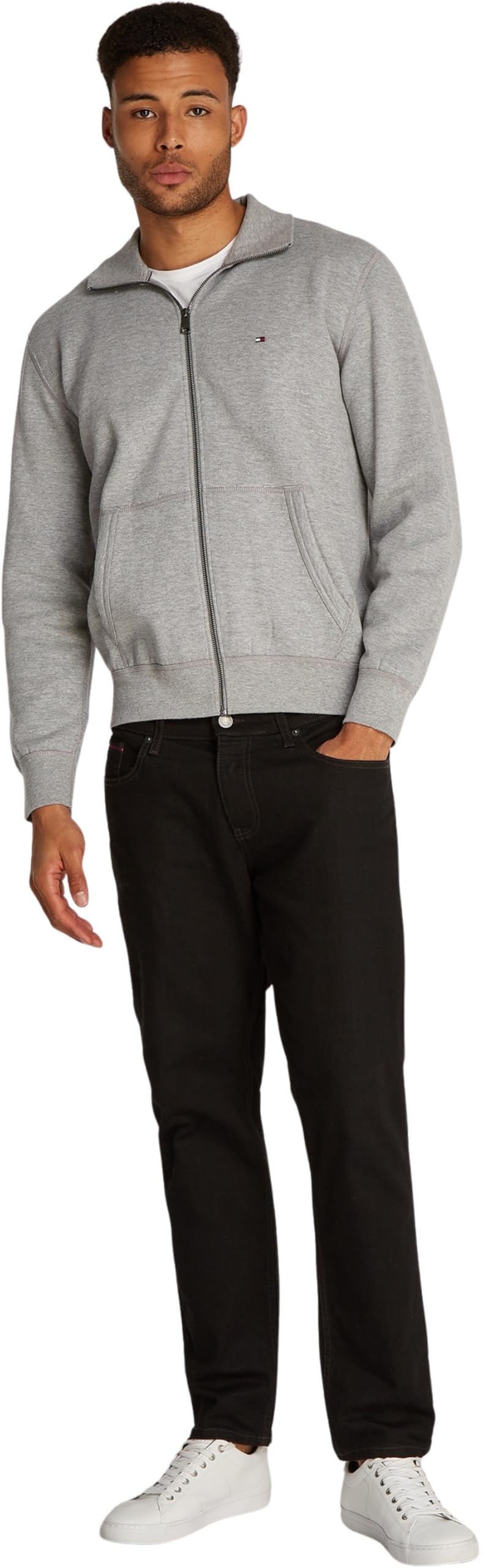 Tommy Hilfiger Uomo Felpa con Cerniera Essential Fleece Colletto alla Coreana