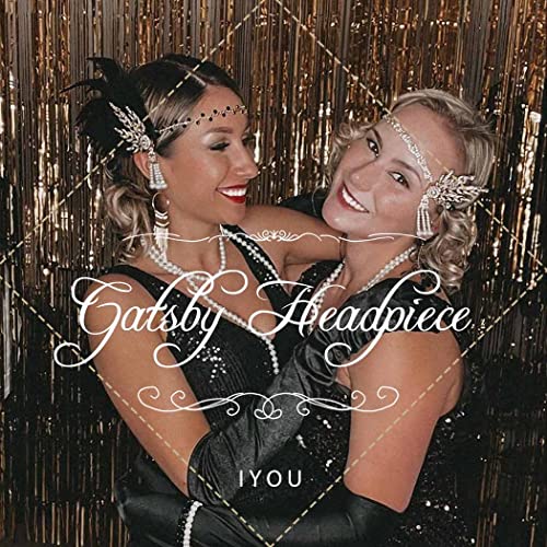 IYOU Verde Gatsby Copricapo Cristallo Piuma di