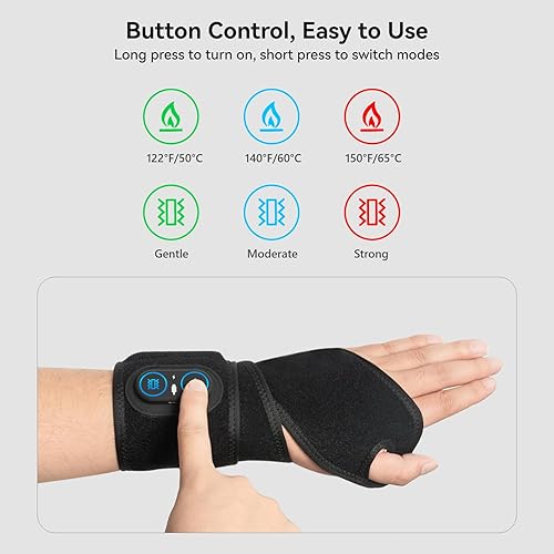 Miniatura 4 de Yabuu Almohadilla térmica inalámbrica para masaje de manos y muñeca para túnel carpiano, batería integrada de 3000 mAh, artritis de mano, alivio del