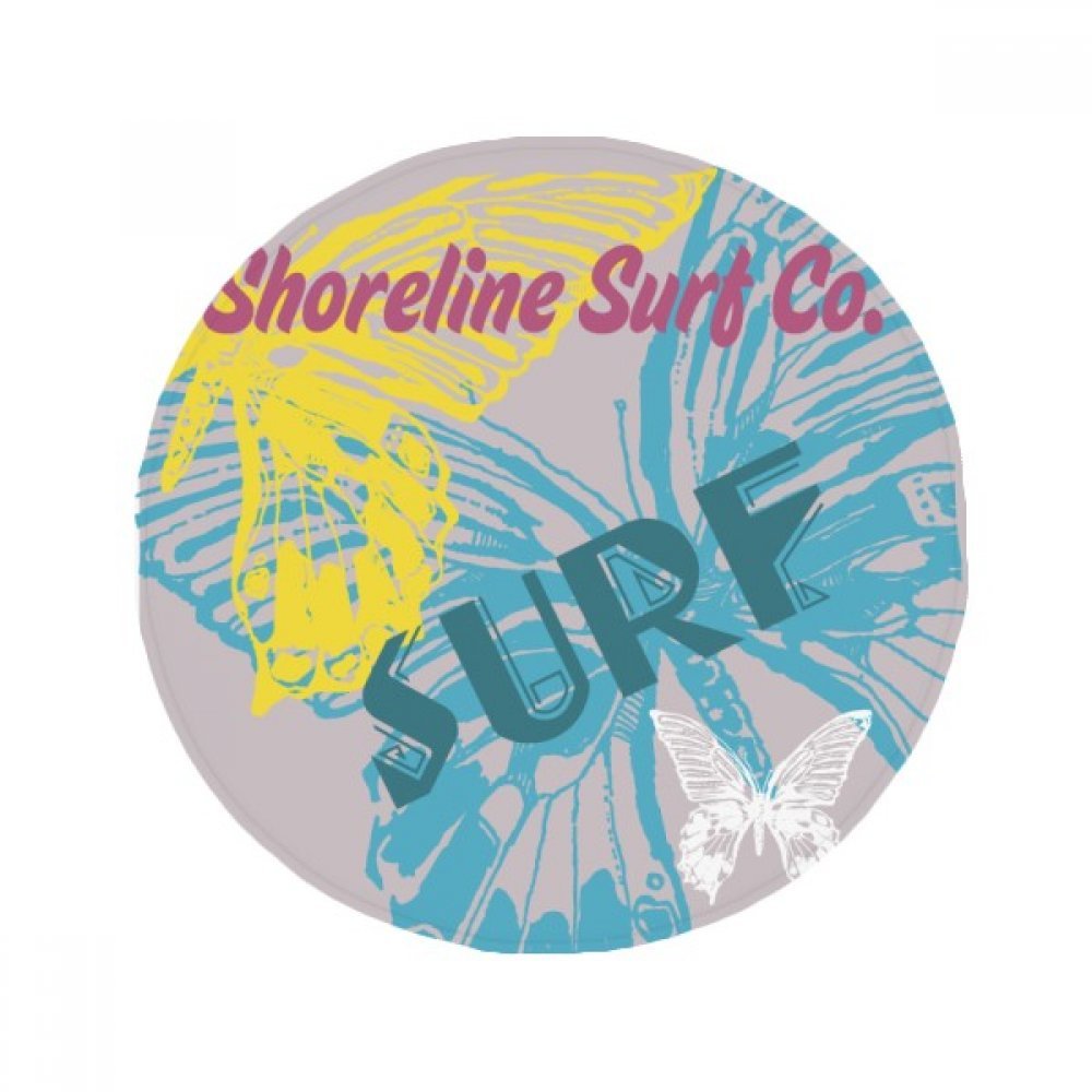 Tapis ronde de porte antidérapant résistant aux animaux Summer Shoreline Surf Papillon