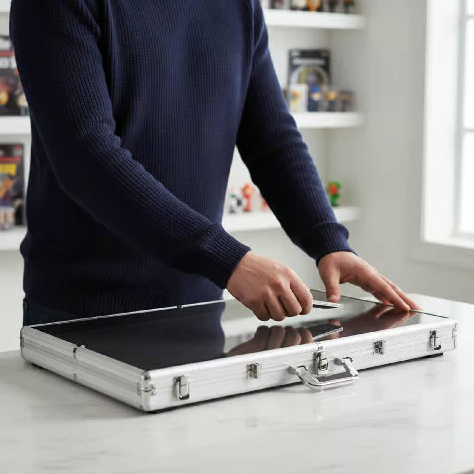 Mallette pour Cartes à Collectionner Grande Capacité Présentoir à Cartes en Aluminium Robuste Boîte de Rangement avec Séparateurs pour Expositions