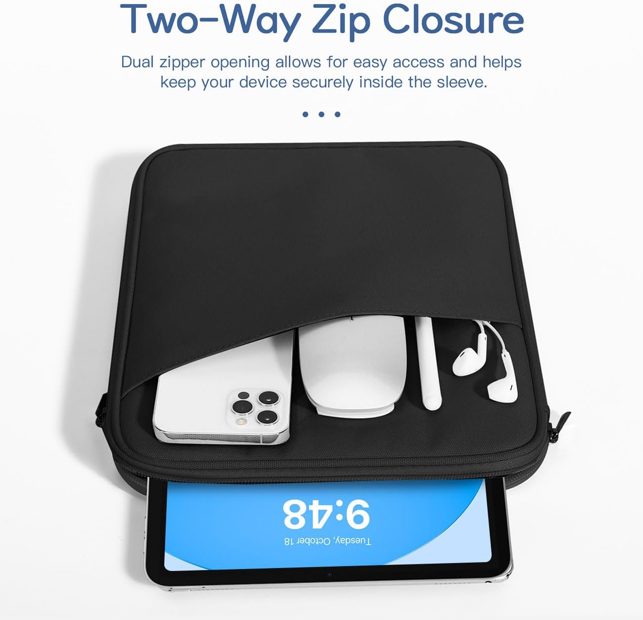 Dadanism 9-11 Inch Tablet Sleeve Bag Carrying Case for iPad (A16) 11th Gen 11", iPad 10th Gen 10.9" Air 5/4, i-Pad Air/Pro 11", i-Pad 9/8/7th, Galaxy Tab A9+ Plus 11", Remarkable 2 10.3", Black - Image 6