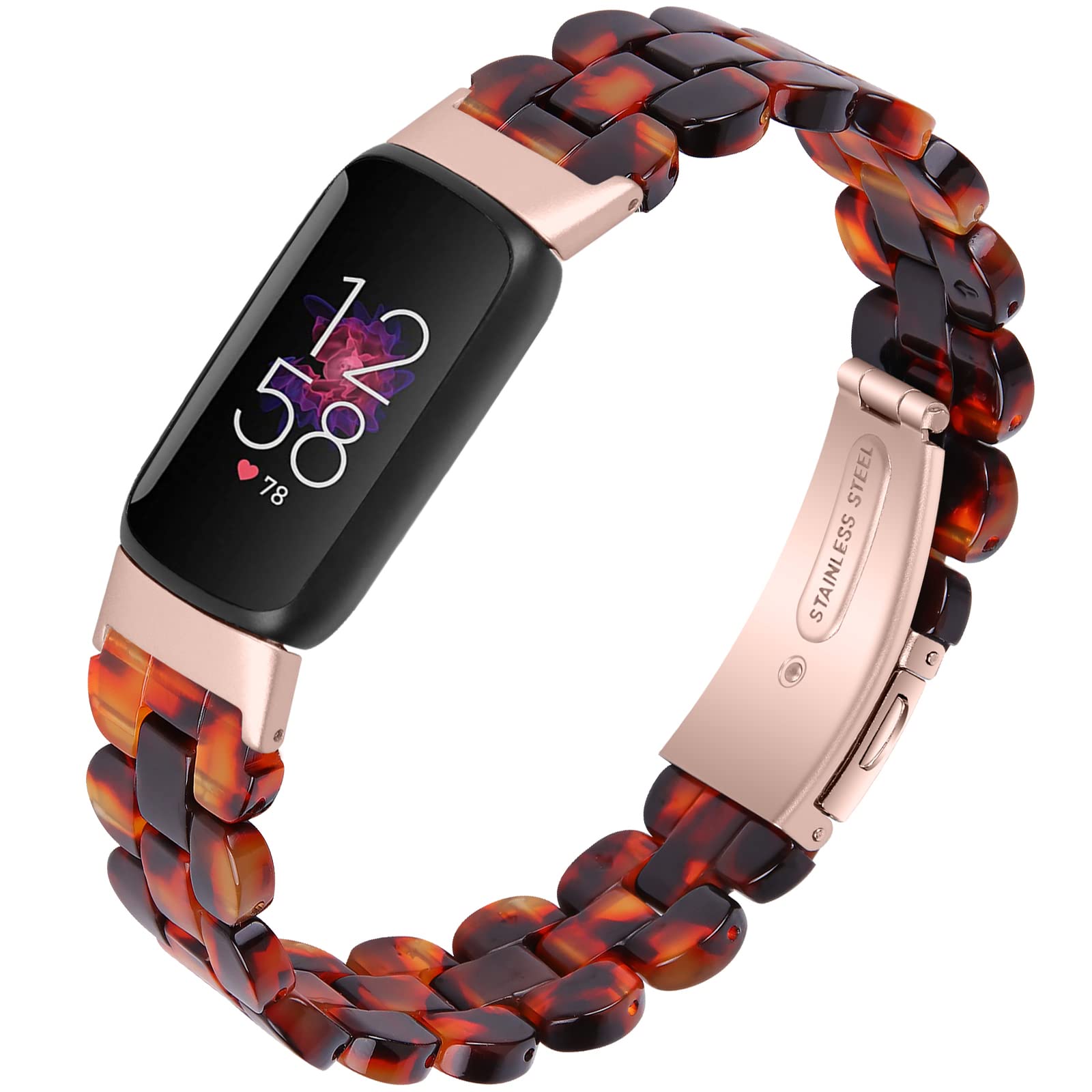 NINKI Compatible Fitbit Luxe Bands - Resin Waterproof Stylish Bands for Women & Men (Tortoise Stone)