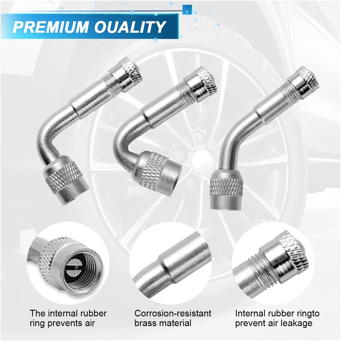 Car Tire Valve Stem Extenders, 45 Degree 90 Degree 135 Degree Tire Inflator Nozzle Extender, Brass Valve Extension Adaptor for Car, Dually Wheels Passenger Car, Motorcycle, Bike (6PCS)