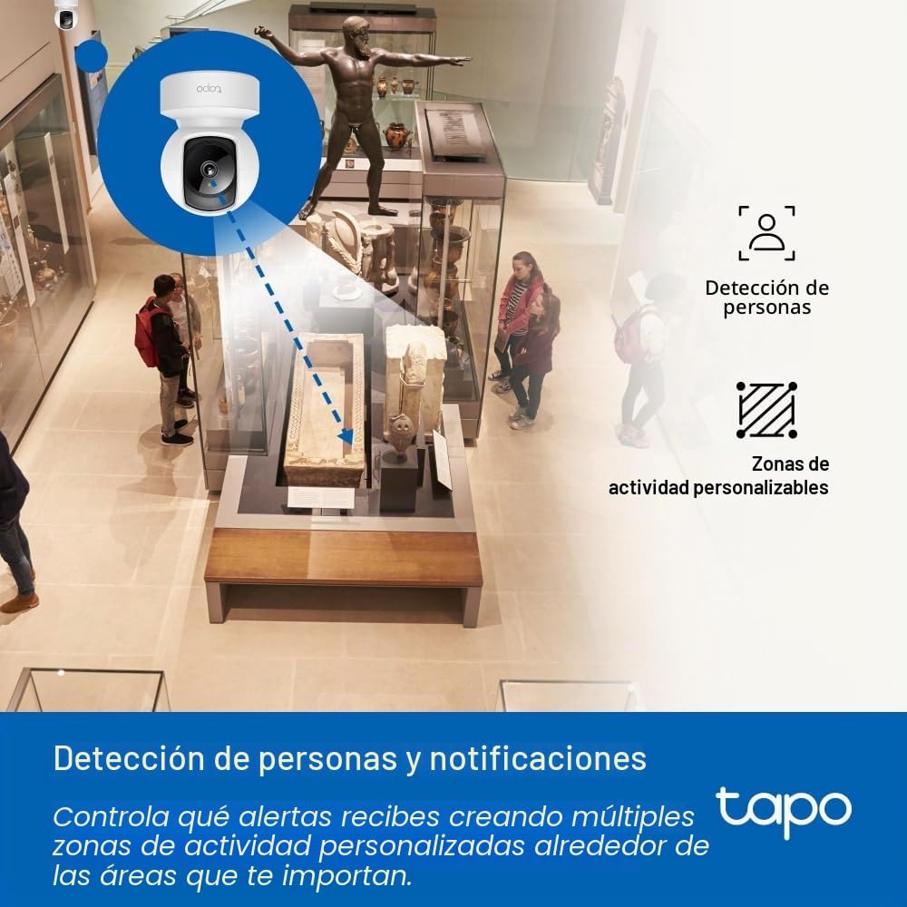 Tapo C202 - Cámara de vigilancia WiFi 360° HD 1080p, Seguimiento de Movimiento, visión Nocturna, Audio bidireccional, Compatible con Alexa y Google Assistant