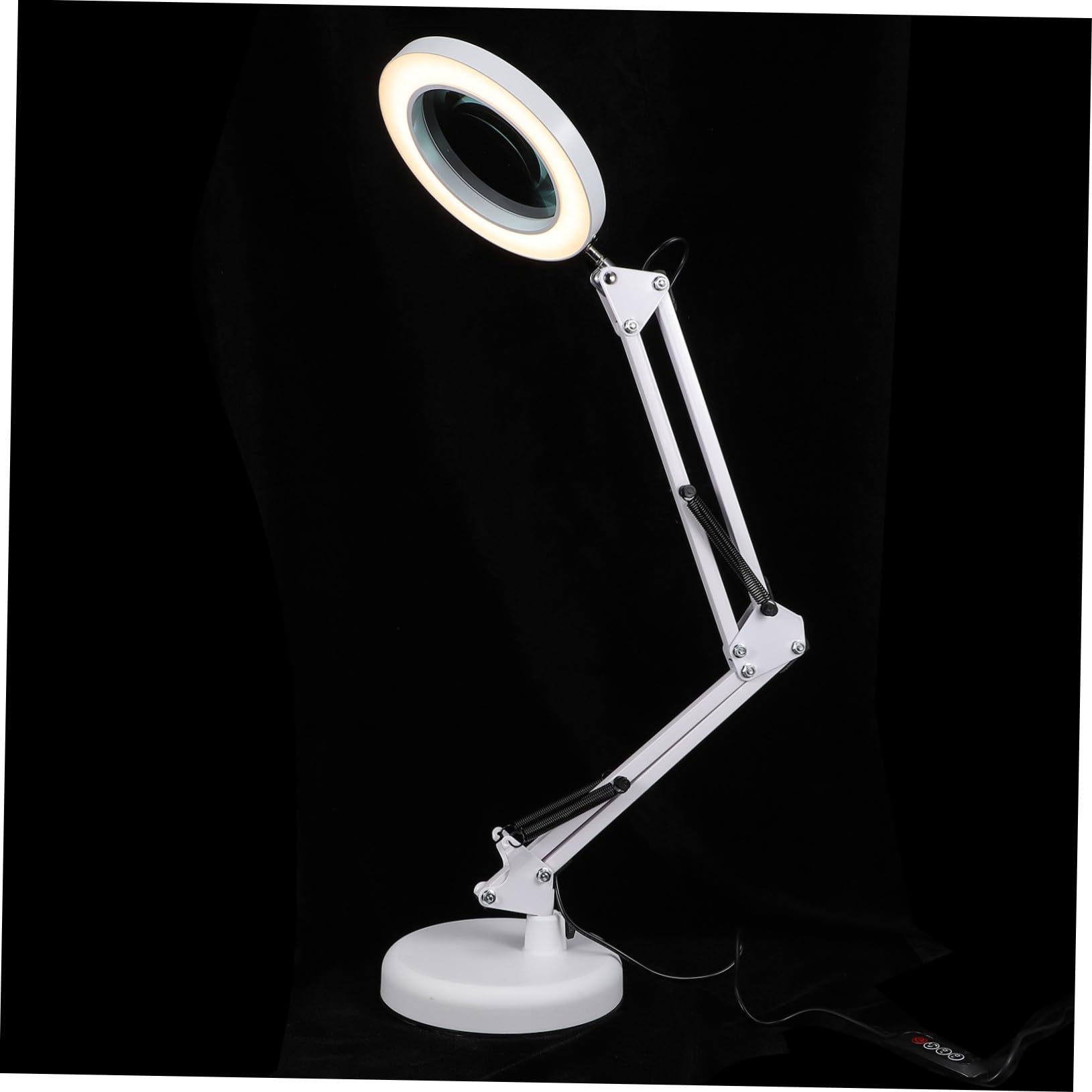 Lámpara de Aumento LED Plegable 5x Luz Clara y Base Ajustable, Luz Multifunción para Manicura, Belleza y Estudio, Lámpara de Lupa para Esteticistas, 1 Unidad