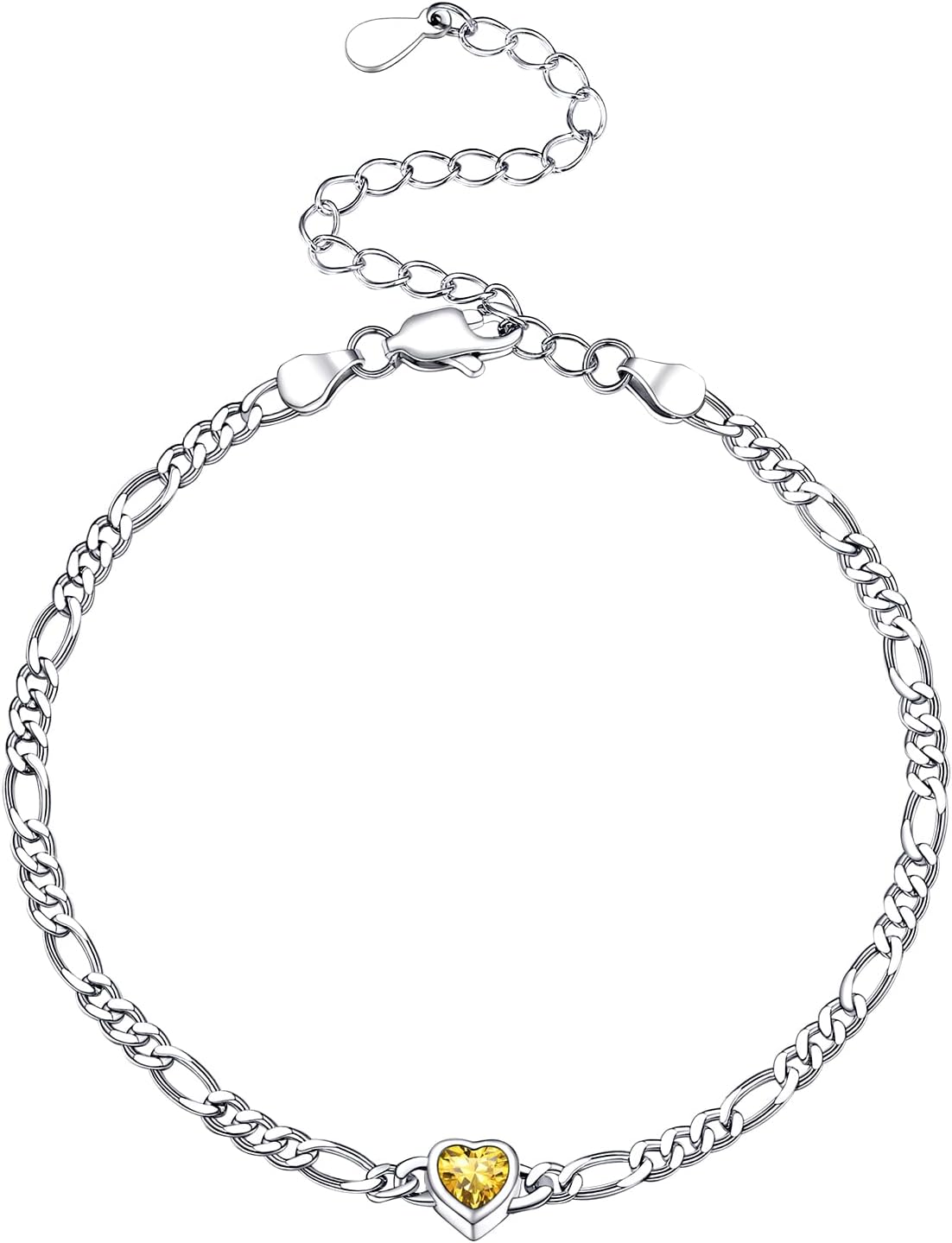 925 Sterling Silver Gorgeous Heart Bracelet for Women, Dainty Inifity Bracelets, Adorned Birthstone Jan - Dec Available, 6.3"-8.3" Adjustable, Come Box