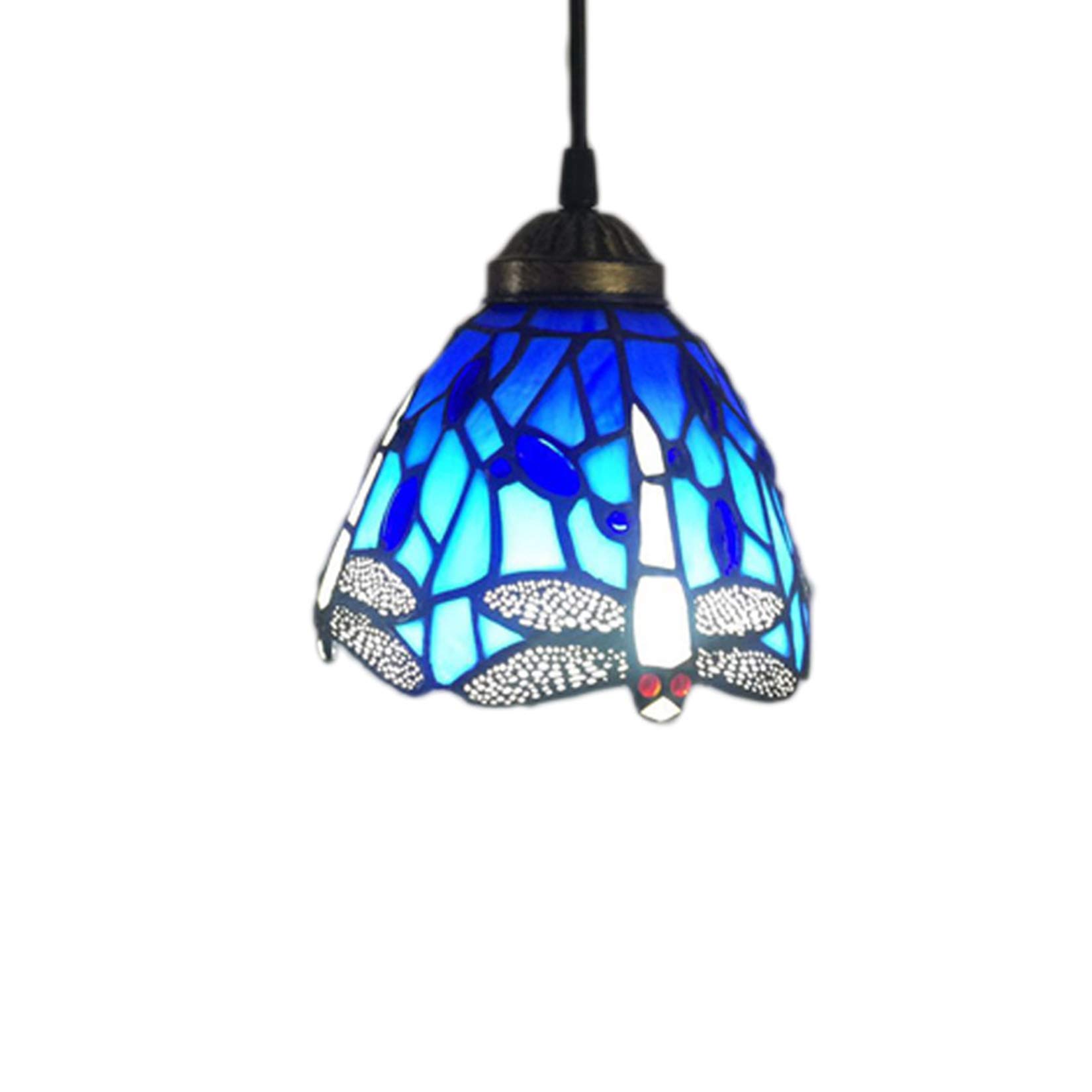 6-calowe niebieskie lampy wiszące Dragonfly ręcznie robione witraże klosz żyrandol lampa sufitowa do sypialni kuchnia wyspa salon E27