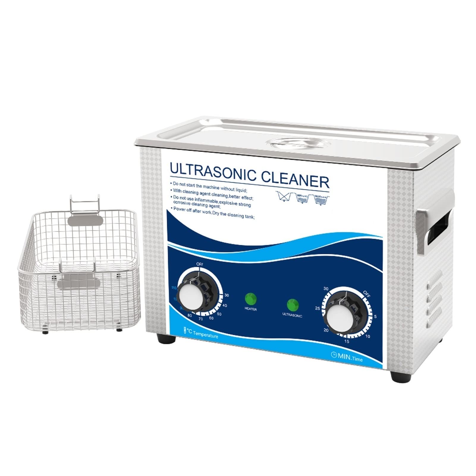 Limpiador ultrasónico Limpiador ultrasónico 4. 5L 180W Dial de acero inoxidable Ajuste del calentador Temporizante Temporización de la boquilla del inyector de combustible médico para uso diario