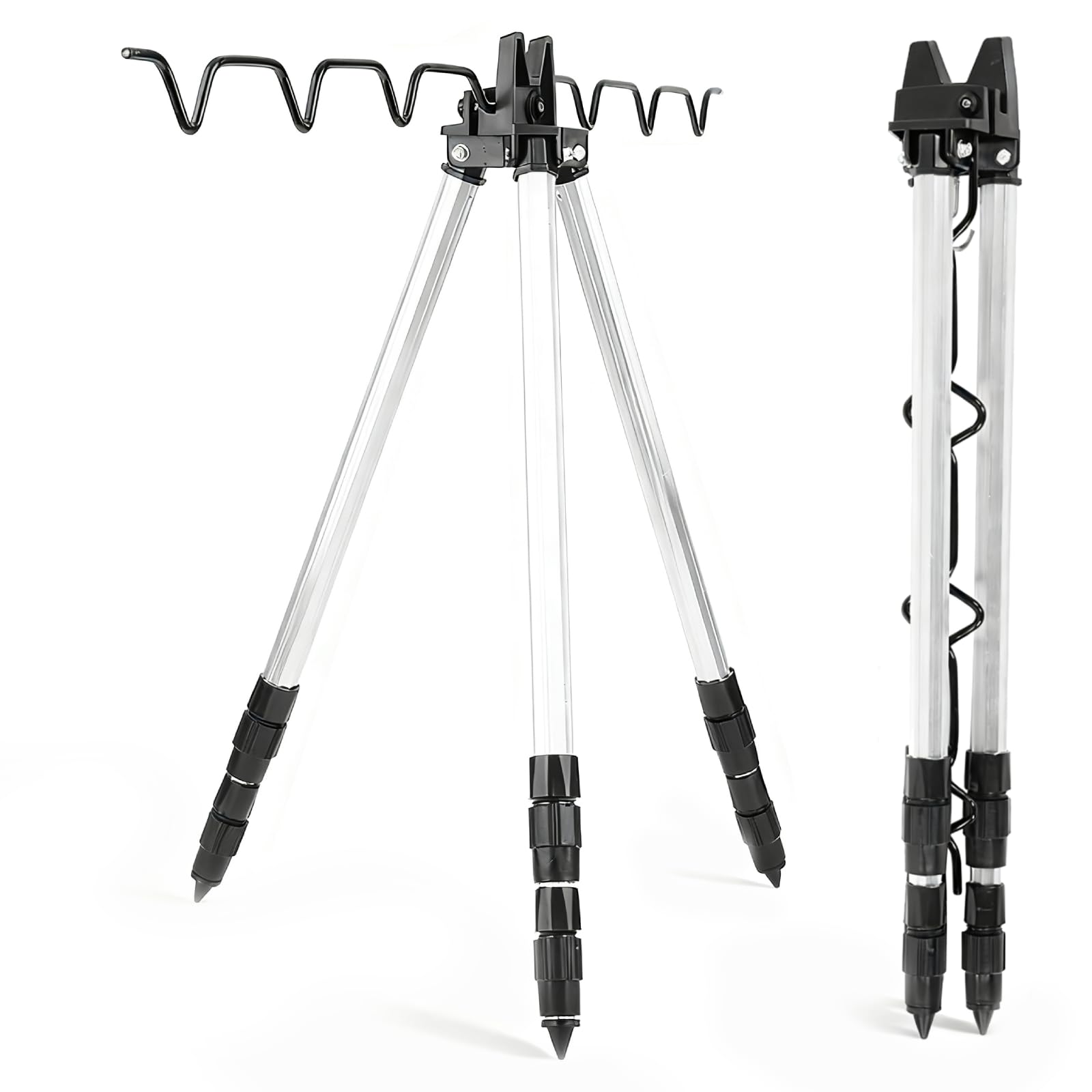 Fishing Rod Tripod Aluminium Alloy Telescopic Stand Holder for Sea Fishing Beach Shore, Portable Adjustable Universal Rod Rest System