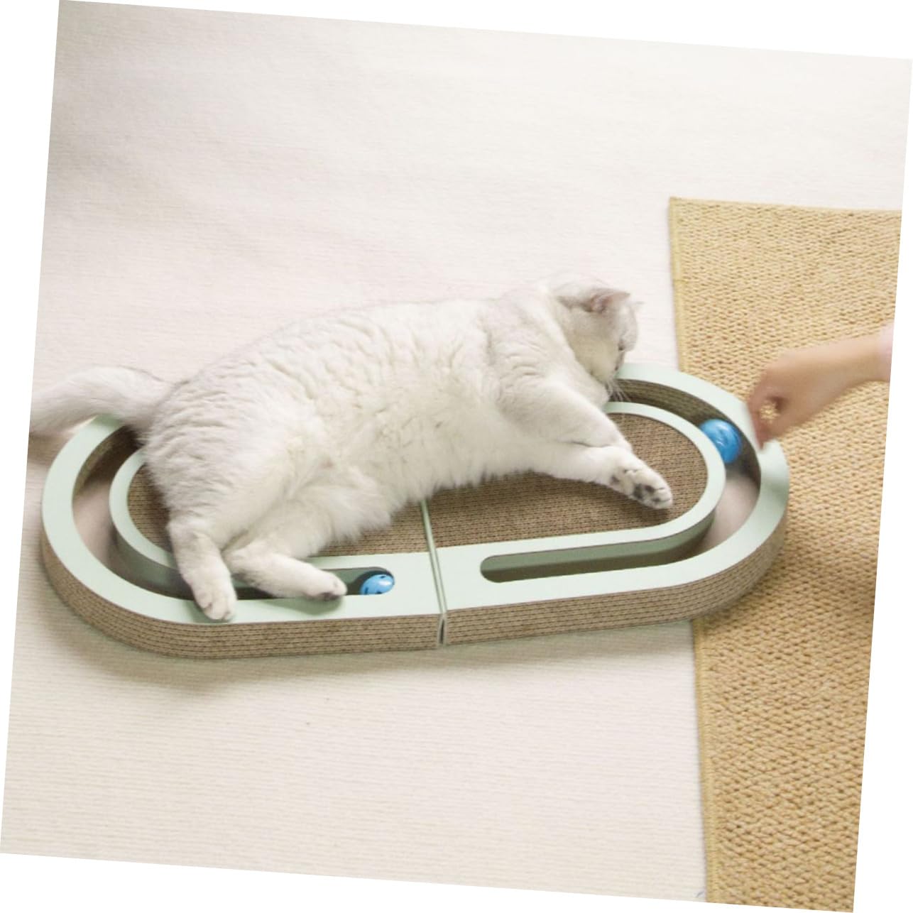 Tablero Rascador para Gatos de Cartón Ondulado con Pelota y Hierba Gatera 100% Natural