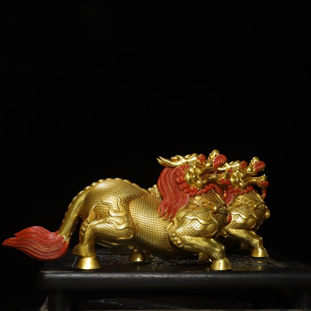 Aottsd Bronze Beijing Lion Statue Cloisonne Pair Household Desktop Display Decor 10In