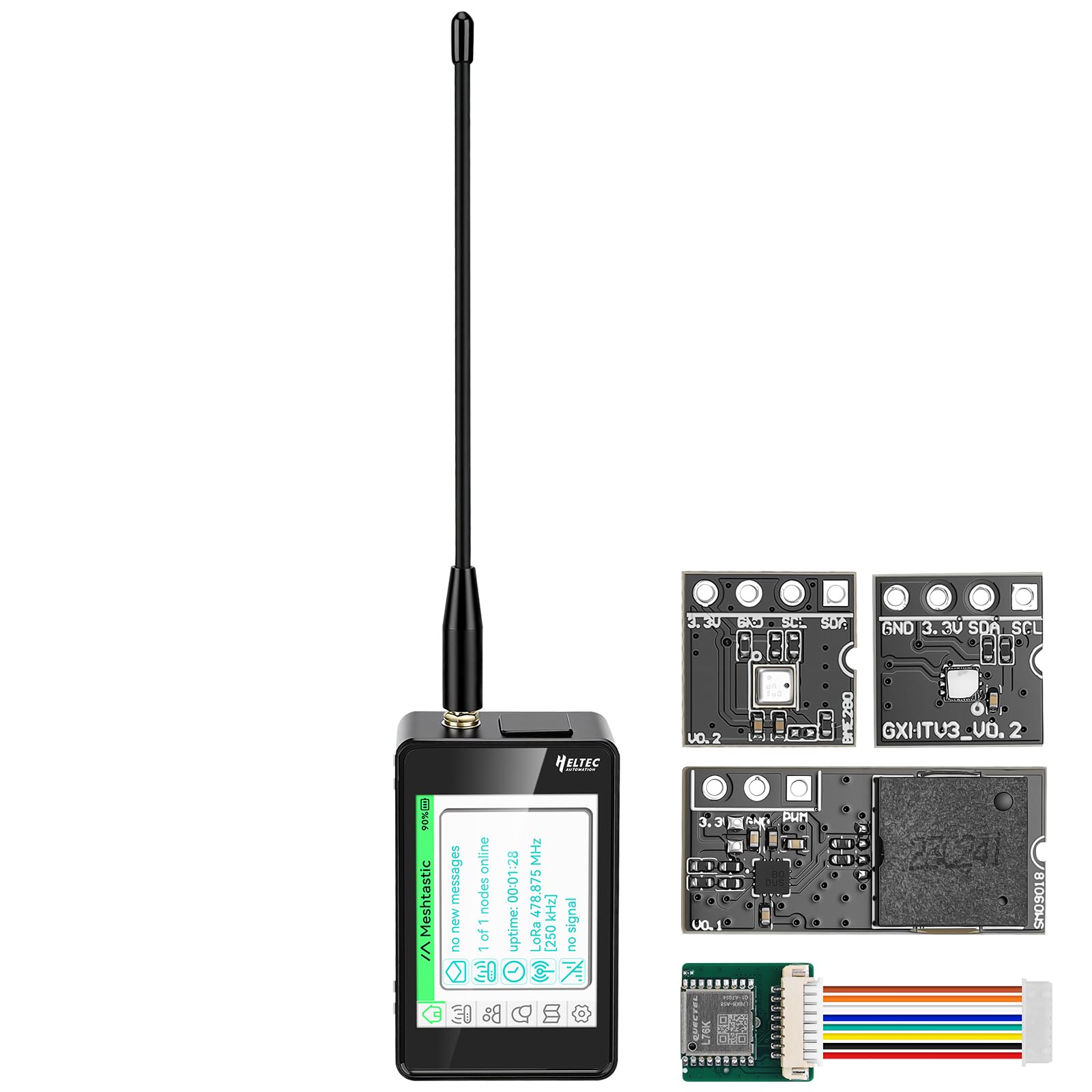 Photo 1 of YELUFT ESP32 LoRa V4 Expansion Kit, Including Touch Panel, Protective Housing, Expansion Board, Whip Antenna, L76K GNSS Module, Sensors, Buzzer Supports WiFi BLE 915MHz LoRa for Meshtastic LoRaWAN