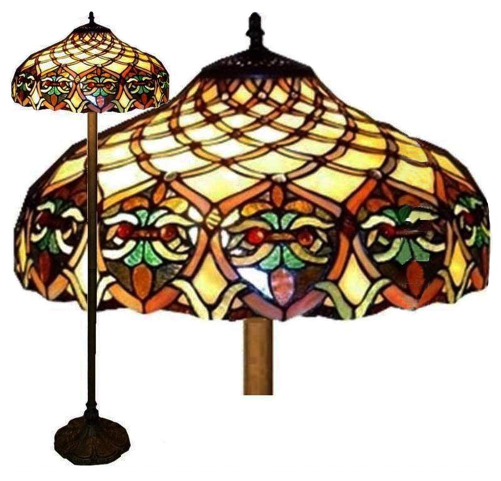 BELOFAY Tiffany Stained Glass Handmade Floor Lamps for Living Room, Bedroom, and Lounge (16-Inches, Flowers and Herbs Tiffany)