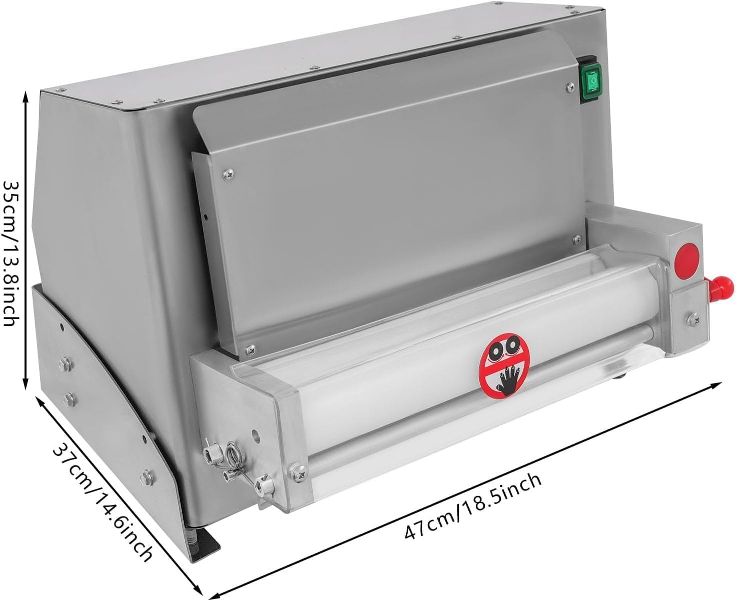 Stendetrice per impasto pizza professionale da 450 W, pressa per impasto in acciaio inox con pedale, spessore regolabile da 1 a 5,5 mm, per croste di pizza da 7,6 a 30,5 cm. (20.08inch)