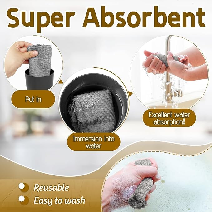 Image of Microfiber Cleaning Cloth Roll 25x25 cm, Reusable and Washable Tear-Away Kitchen Towel Roll, Very Soft Cleaning Cloths for Home, Kitchen, Office, Electronics, Car Cleaning (1 ROLL)