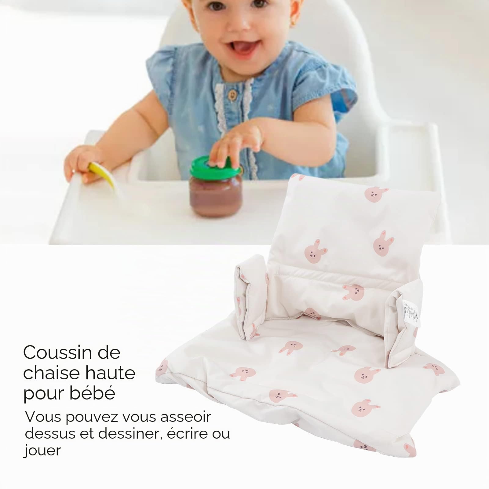 Coussin de Chaise Haute, Facile à Installer, Entièrement Essuyable, Coussin de Siège pour Chaise Haute pour Garder bébé à L'aise Pendant les Repas, Coussin de Soutien de Chaise (Tapez B)