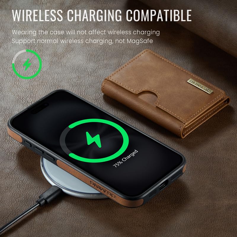 Étui cuir magnétique iPhone 16 Pro Max anti-RFID charge sans fil - 3
