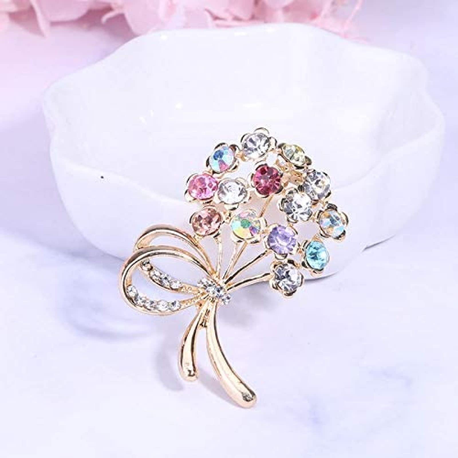 Pin Schal Clips Bunte Blume Pflanze Strass Brosche Schmuck Geschenk