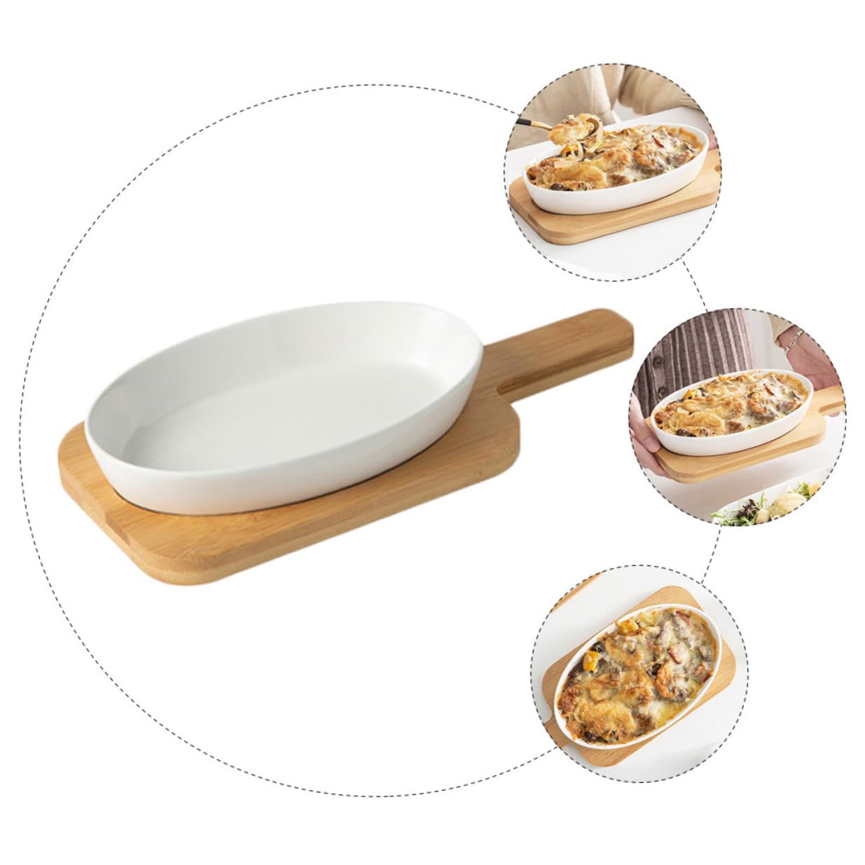 IMIKEYA Plat de Cuisson Ovale en Céramique Blanche, 1 Set, pour Four