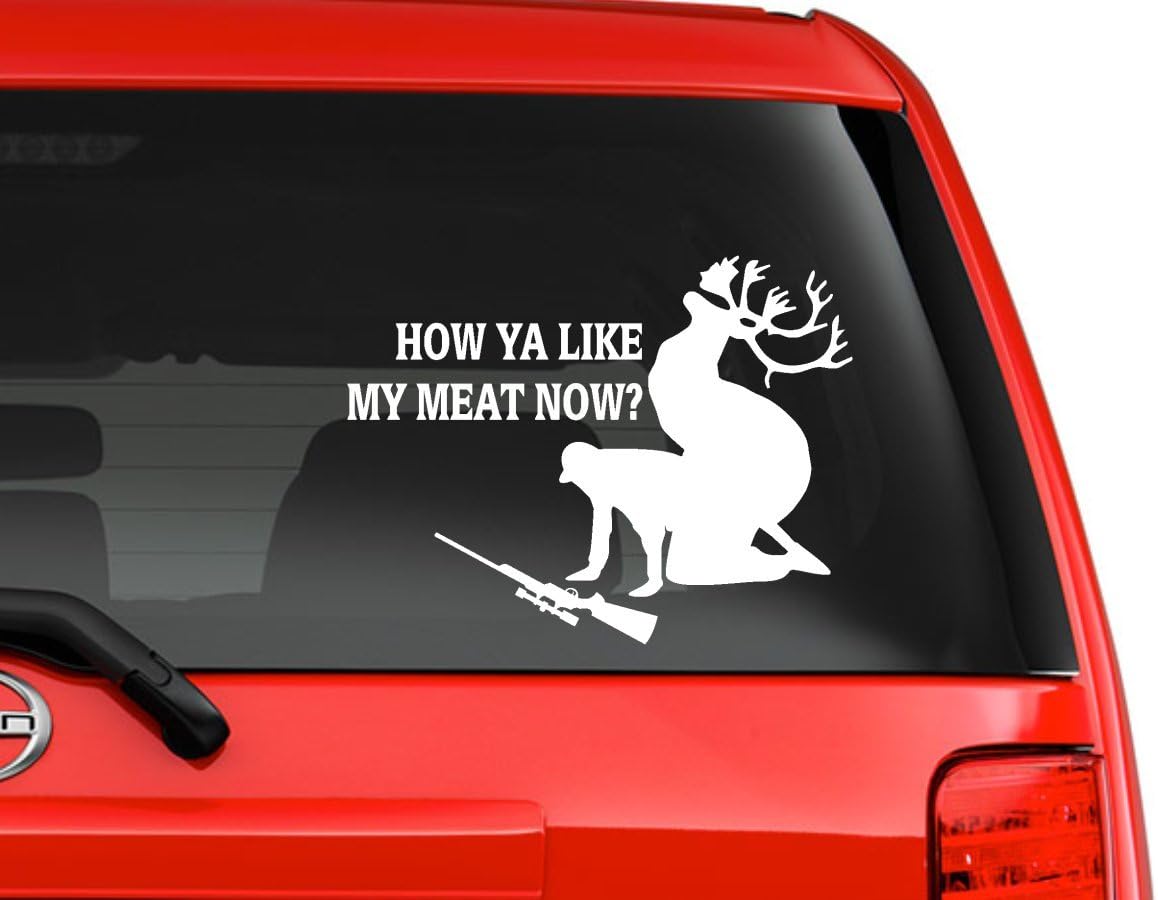 Hunting Accident Deer Funny Quote Cartoon Silhouette Car Truck Laptop Macbook Window Decal Sticker 10" Inches White