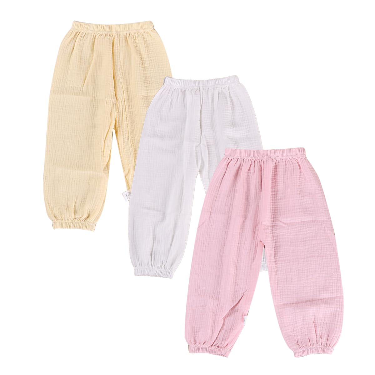 Pantalon Bouffant pour garçon Fille Coton Lin 1-7ans Pantalons Vêtements de Printemps Automne Pantalons de Survêtement Harem été Pantalon Long décontracté Jogging garçon Fille, Lot de 3