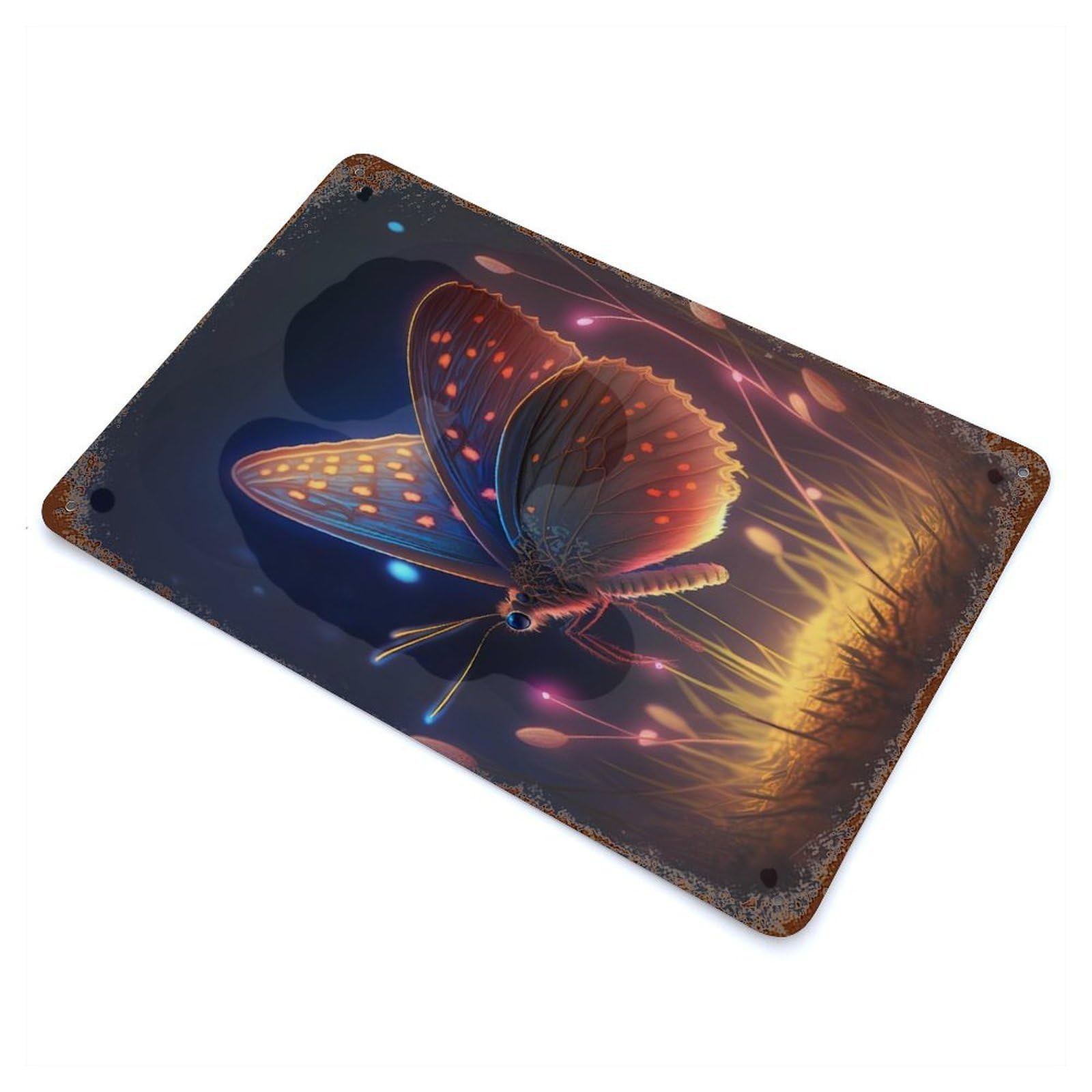 Butterfly Retro Metal Sign 11.8"x7.9", for Office, Studio And Wall Decor, Industrial Home Decor
