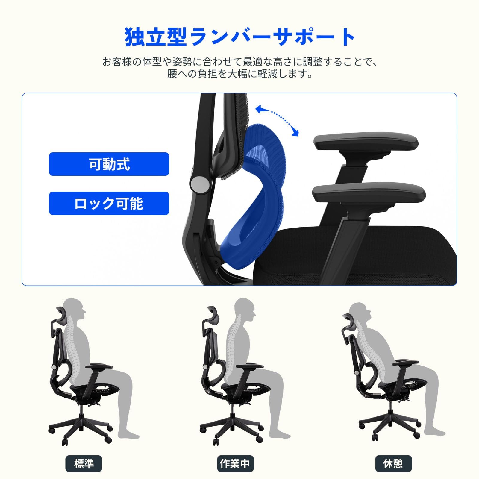 Amazon.co.jp: FLEXISPOT オフィスチェア デスクチェア C7 人間工学 