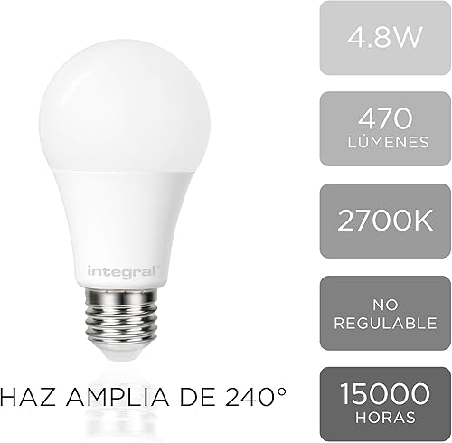 Miniatura 6 de Integral Paquete de 2 bombillas LED E27 no regulables de doble sensor esmerilado GLS del atardecer al amanecer, blanco cálido 2700 K, 470 lm, 4.8 W