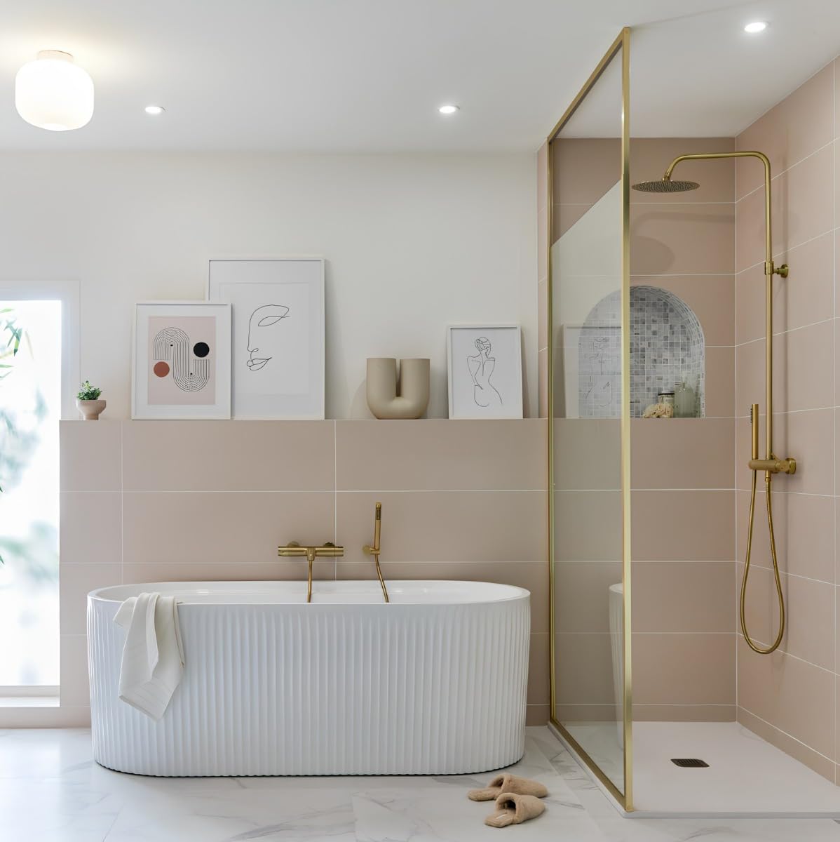 Essebagno 9024327 Luisa Mezclador Baño-Ducha Termostático Grifo de Bañera Grifo de Pared Oro Cepillado
