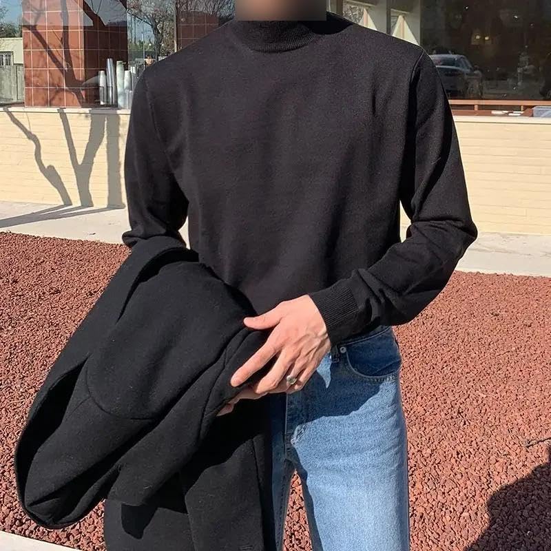 Solid- Half Turtleneck Bottoming Sweater Men Long Sleeve Korean Autumn and Winter Casual All-Match Pullover4