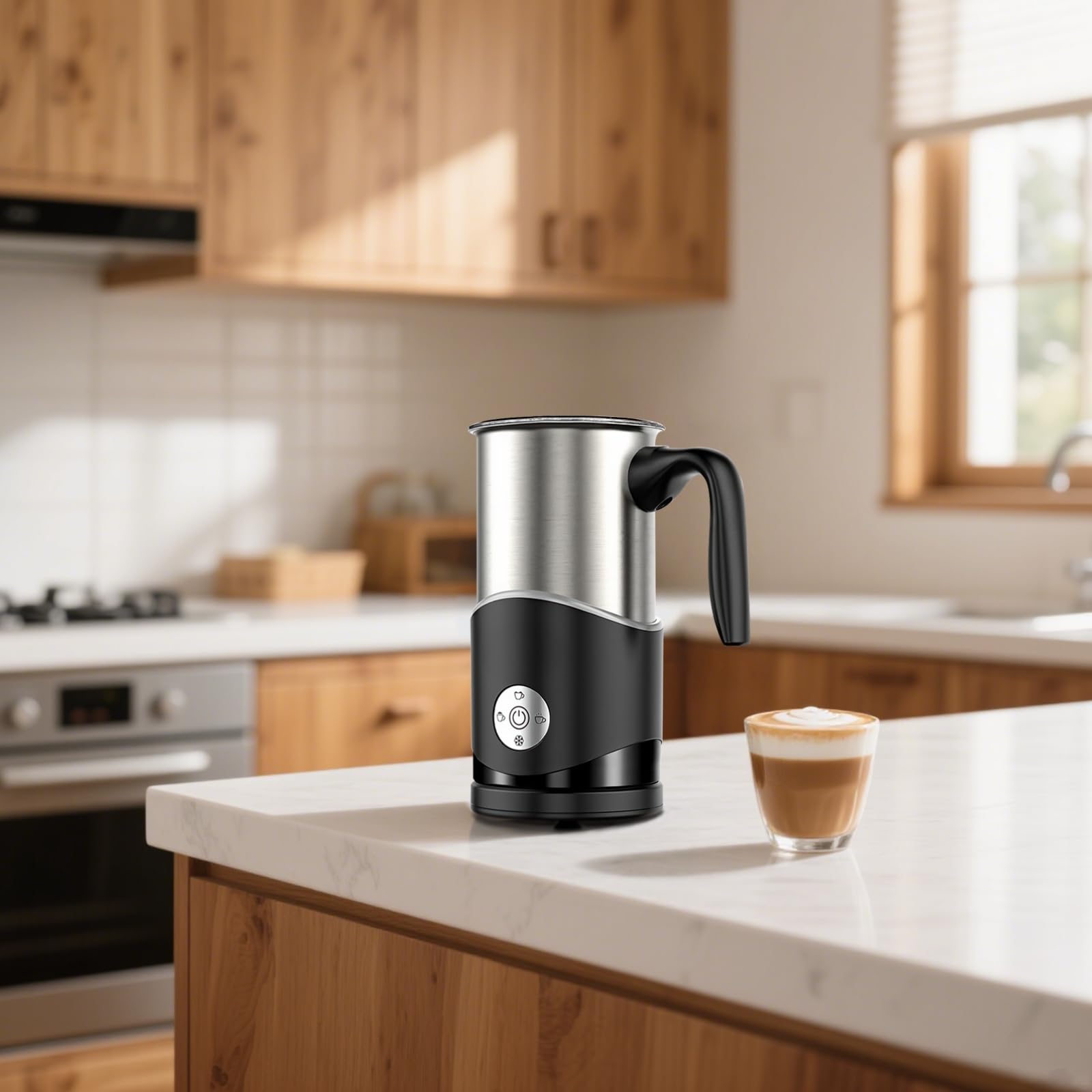 Natychmiastowy elektryczny parowar do mleka, wielofunkcyjna stal nierdzewna, pojemność 350 ml, do podgrzewania latte cappuccino, mieszanie