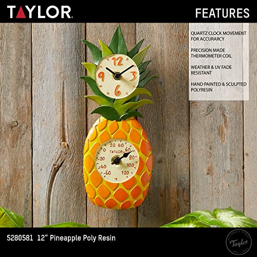 Taylor 5280581 Pineapple Poly Resin Indoor And Outdoor Clock And Thermometer thumb #4