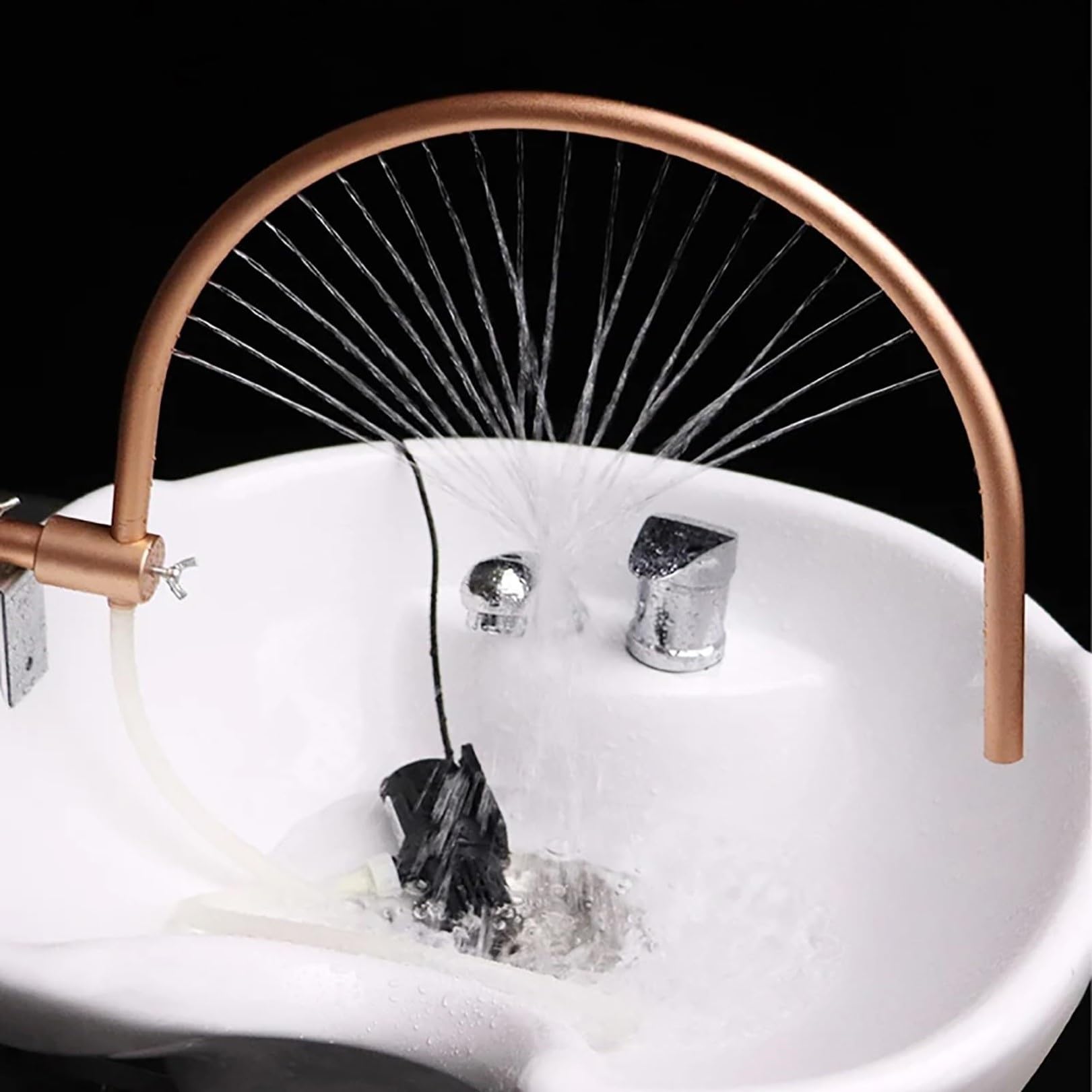 Spa Waschbecken Wasserhahn, Wasserzirkulationskopf, Spa Rahmen for Salon Shampoo Bett Massagezubehör Shampoo Bett Schüssel Waschen Haar Salon-Stil, Kopfhautpflege, Wasserfall