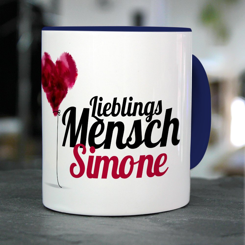 Personalisiert Tasse Mit Namen Simon | Motiv Kaffeebohnen | 325 Ml | Spülmaschinenfest