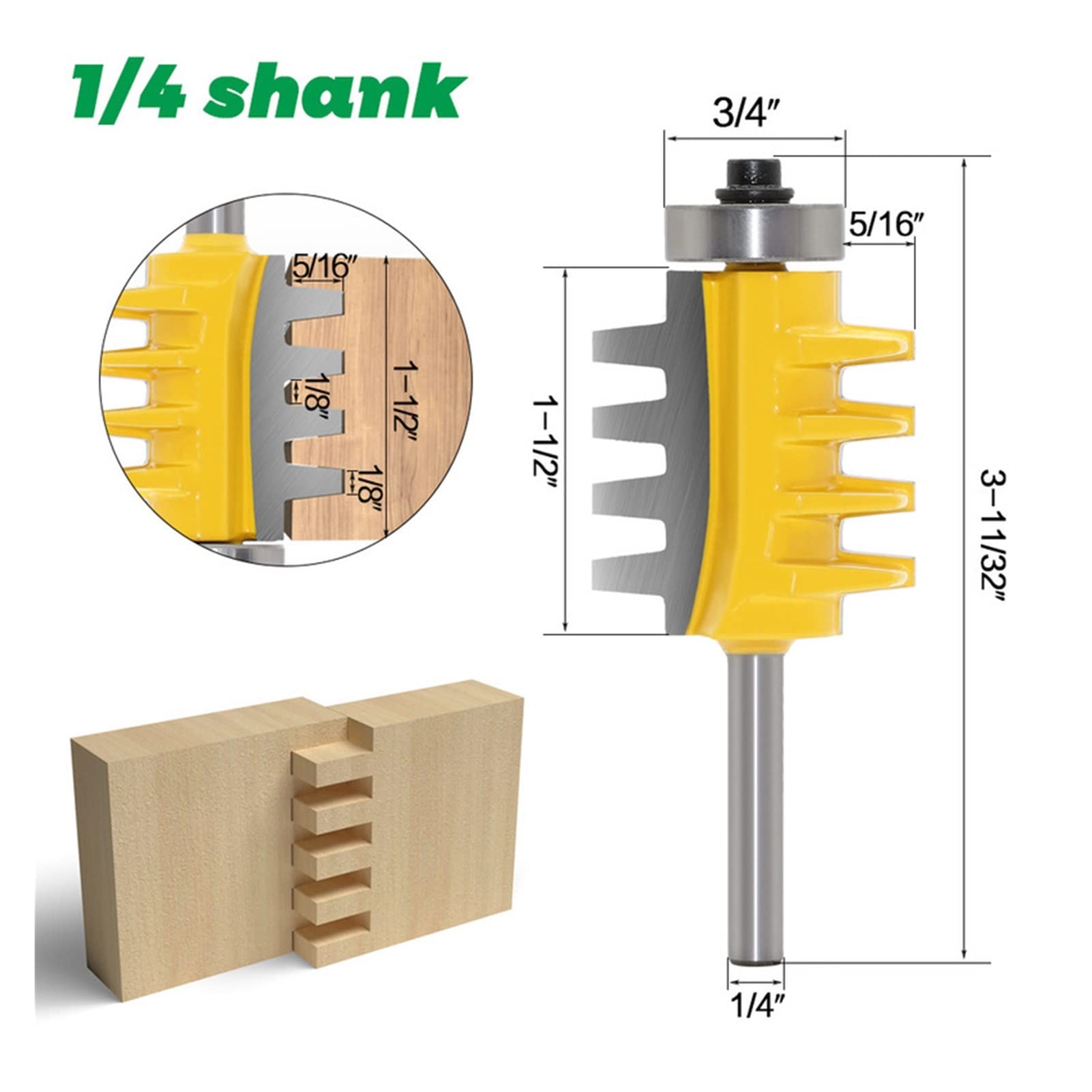 Cutter di fresatura superficiale 6/8 / 6.35mm Maniglia Maniglia Binario Reversibile Dito Giunto Delto Colla Router Bit Taper Tenon Tenon Lavorazione del legno Fresatura for incisione Cutter Router di