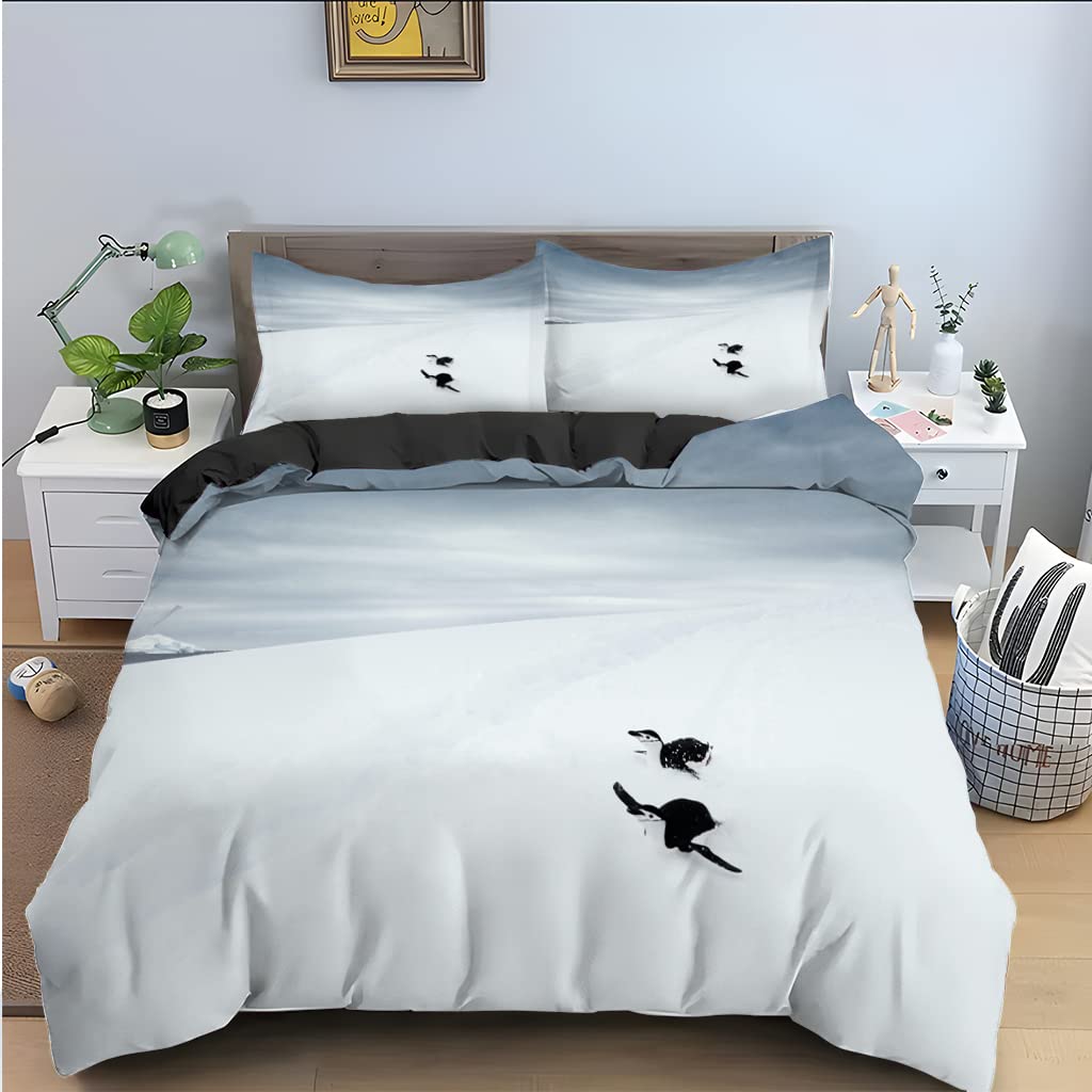 Housse de couette pingouin 240x260 cm pour créer une ambiance cocooning en hiver