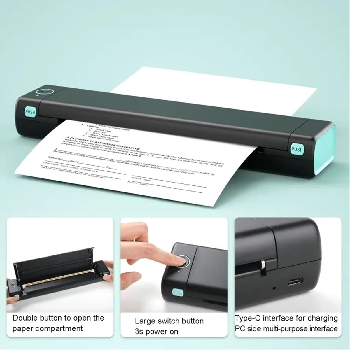 Stampante a trasferimento Termico A4, Stampante a Colori Tutto in Uno, Stampante Multifunzionale per Viaggi, Mobile Office e Home