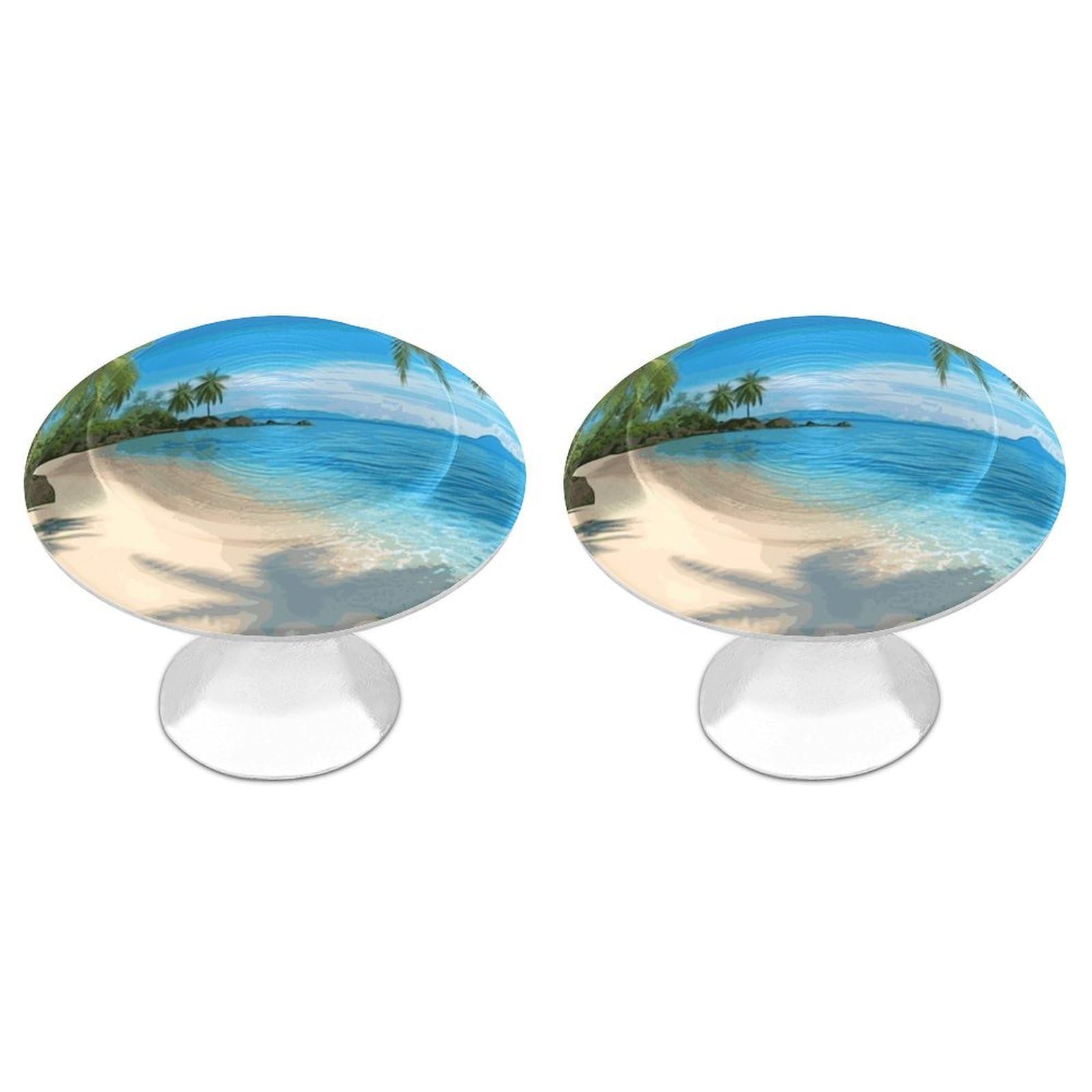 Btcowzrv Style Hawaiian Beach With Palm Trees 2 Pack Cabinet Knobs Drawer Pulls