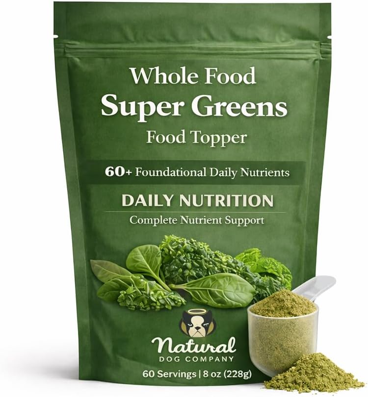 Natural Dog Company Super Greens Food Topper for Dogs, 8oz – Multivitamin & Superfood Powder – Immune, Digestive & Skin & Coat Support – No Fillers or Artificial Preservatives – All Life Stages