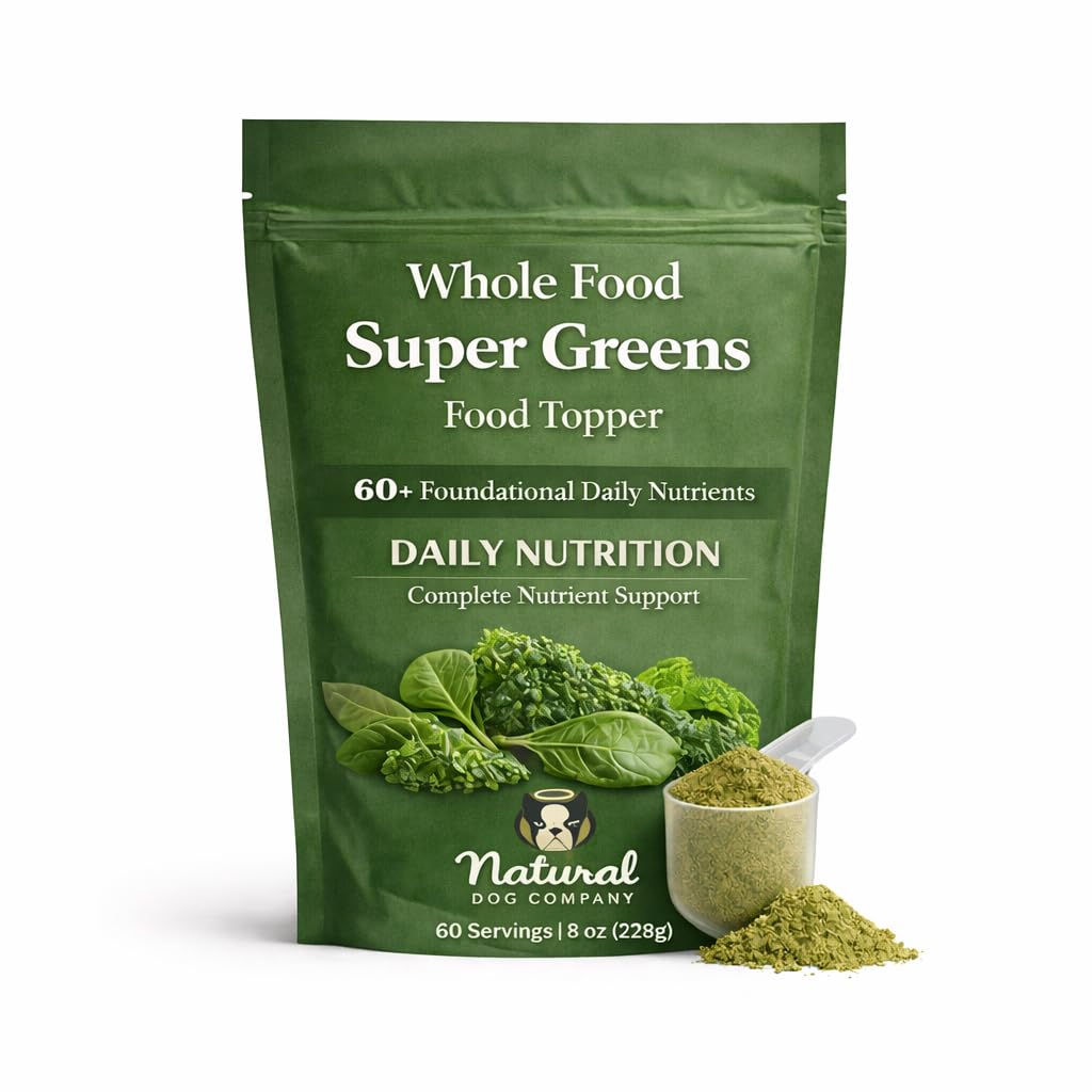 Natural Dog Company Super Greens Food Topper for Dogs, 8oz – Multivitamin & Superfood Powder – Immune, Digestive & Skin & Coat Support – No Fillers or Artificial Preservatives – All Life Stages
