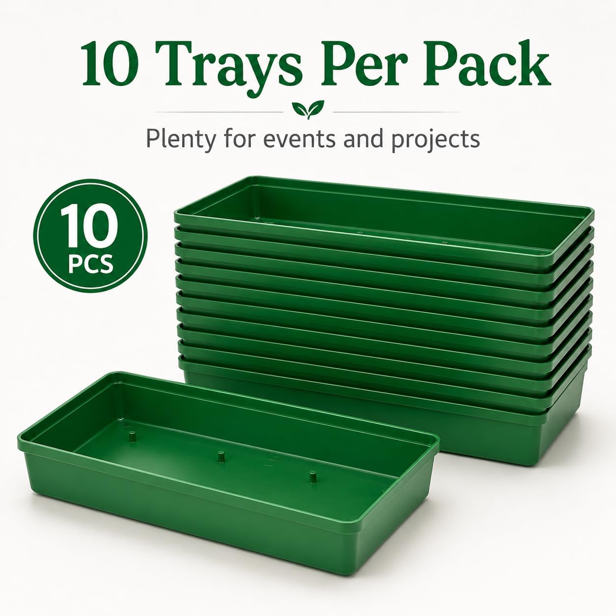10 Pack Floral Foam Trays, 10.6 Inch Rectangular Green Flower Holders