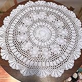 Damanni White Cotton Handmade Crochet Lace Tablecloth Doilies Table Overlay,Round,23 Inch,2PCS