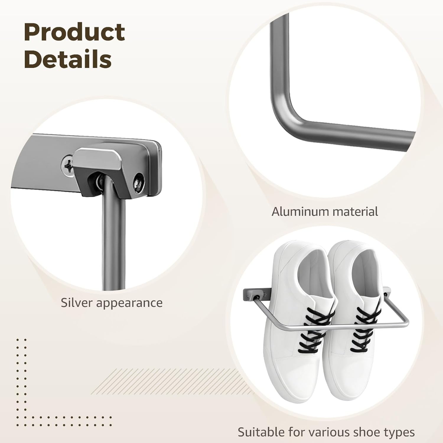 Foldable Rv Shoe Rack 4 Pcs, Aluminum Wall Mounted Shoe Organizer for Campers, Easy Install, Space Saving